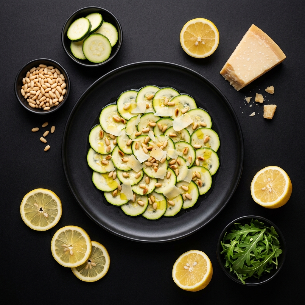 Carpaccio de Abobrinha com Pinolis