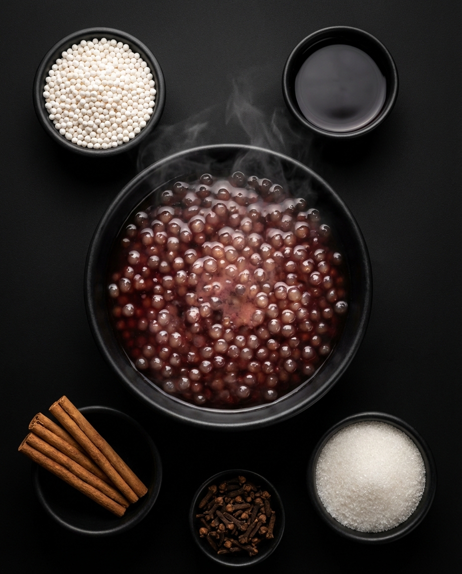 Sagu de Vinho Tinto com Creme Ingles